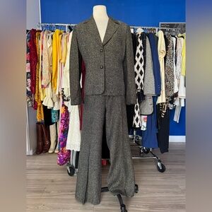 Vintage Tweed Grey Women's Pantsuit